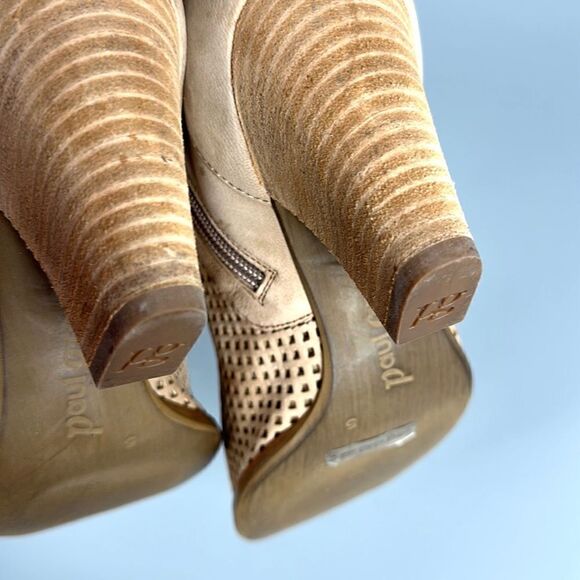 PAUL GREEN Tianna Suede Beige Open Toe Chunky Heeled Ankle Sandal Bootie US 7,5 - Picture 13 of 15